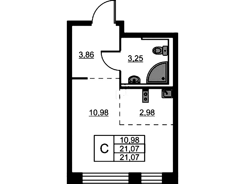 Квартира студия 21.07 м², 11/16 эт., ЖК «Живи! В Рыбацком»